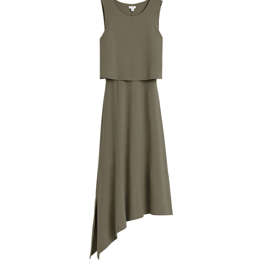 Cuyana Asymmetrical Overlay Dress - Olive
